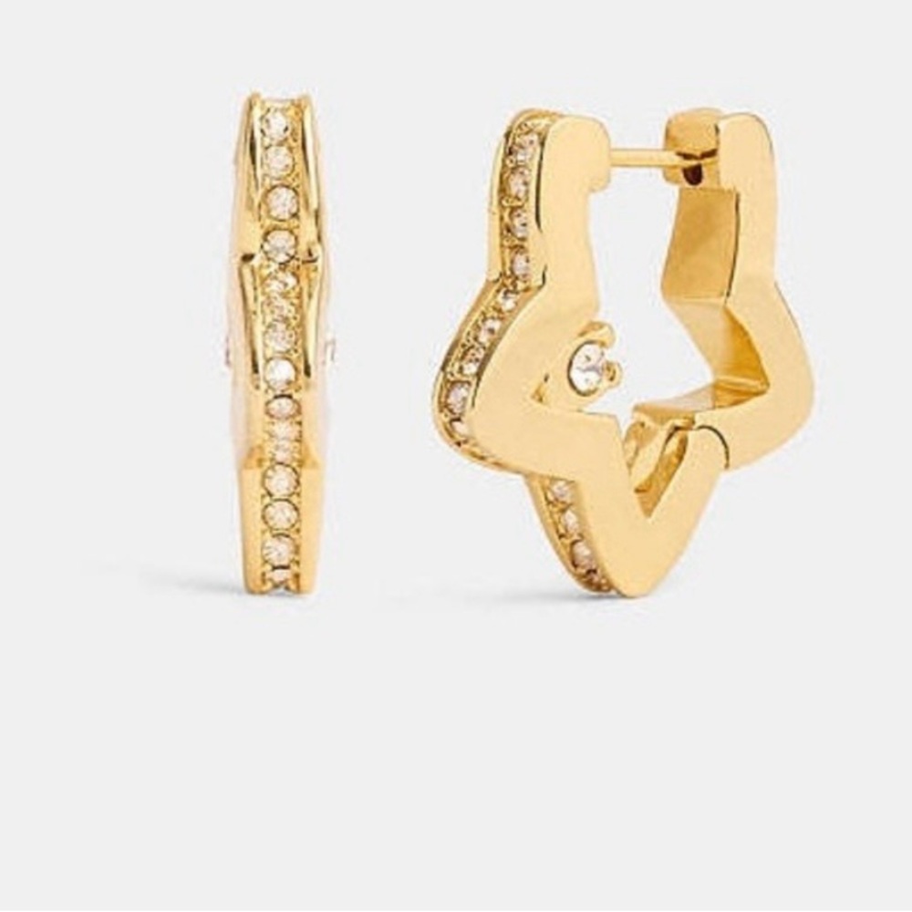 Coach Gold Star-Shaped Hoop Earrings